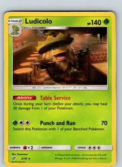 Ludicolo 2/18 2019 SM Detective Pikachu Holo Rare - Image 1
