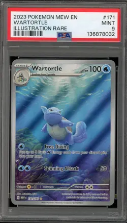 Pokemon Wartortle 151 MEW EN Illustration Rare #171 PSA 9 Mint - Image 1