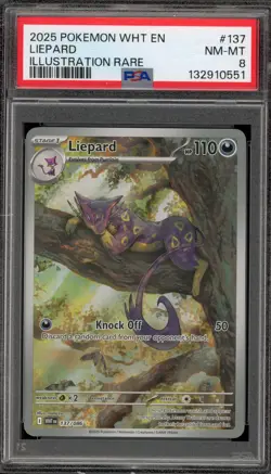 Pokemon Liepard White Flare Illustration Rare #137 PSA 8 - Image 1