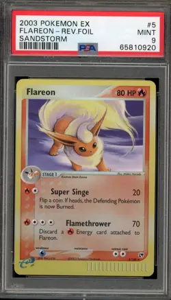 Pokemon Flareon Sandstorm Reverse Holo Rare #5 PSA 9 Mint - Image 1