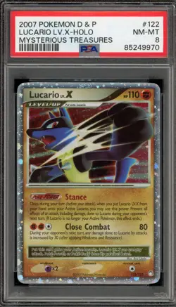 Pokemon Lucario Lv.X Mysterious Treasures Holo Ultra Rare #122 PSA 8 - Image 1