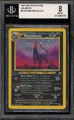 Pokemon Houndoom Neo Revelation Unlimited Holo Rare #8 BGS 8 - Image 1