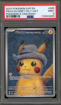 Pokemon Pikachu with Grey Felt Hat Van Gogh Full Art Promo SVP EN 085 PSA 9 Mint - Image 1