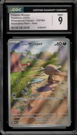 Pokemon Paldean Wooper Phantasmal Flames Illustration Rare #102 CGC 9 Mint - Image 1