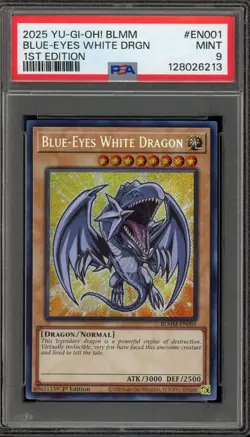 Yu-Gi-Oh! Blue-Eyes White Dragon 1st Edition Secret Rare BLMM-EN001 PSA 9 Mint - Image 1