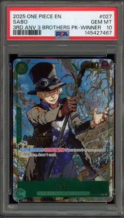 One Piece CCG Sabo 3rd Anniversary 3 Brothers Pk. Winner OP09-027 PSA 10 - Image 1