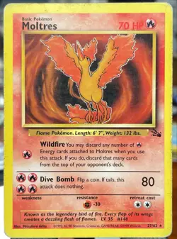 Moltres 27/62 Non Holo Fossil Pokemon Card MP - Image 1