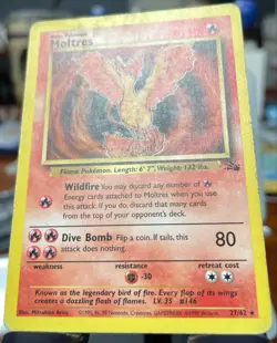 Moltres 27/62 Non Holo Fossil Pokemon Card MP - Image 2