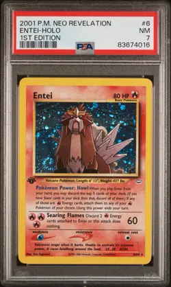 PSA 7 1st Edition ENTEI 6/64 | Neo Revalation WOTC Holo SWIRL Pokemon Card HK - Image 1