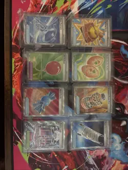 Lot of 8 Full Art Trainer Items Pokemon Cards. Near Mint With TopLoaders. Value! - Image 1