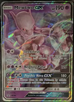 Pokemon TCG Mewtwo GX SM196 SM Promo Holo Basic Psychic Card 🔥🔥🔥 - Image 1