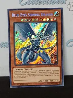 Yu-Gi-Oh 1st Edition Blue Eyes Shining Dragon Secret Rare Holo EN008 Card - Image 5