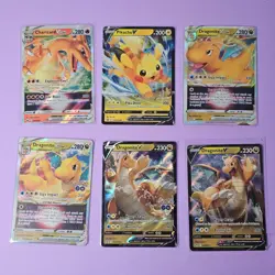 Lot of 6 V & VSTAR Pokemon Cards Full Art Holo Charizard Pikachu Dragonite NM - Image 1