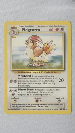 Pidgeotto 22/102 Pokemon Card TCG Base Set Unlimited Non Holo MP - Image 1
