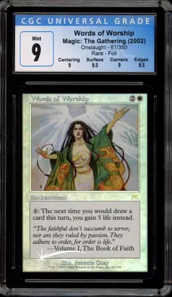 Magic MTG Words of Worship Onslaught Rare Foil #61 CGC 9 Mint - Image 1