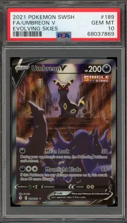 Pokemon Umbreon V Evolving Skies Full Alt Art #189 PSA 10 Gem Mint - Image 1