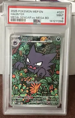 2025 PSA 9 Graded Pokemon Haunter 027 Mega Gengar EX Mega Battle Deck - Image 1