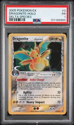 2005 POKEMON EX DELTA SPECIES #3 DRAGONITE-HOLO PSA 1 - Image 1