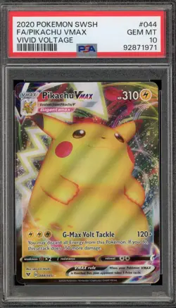 Pokemon Pikachu VMAX Vivid Voltage Full Art #044 PSA 10 Gem Mint - Image 1