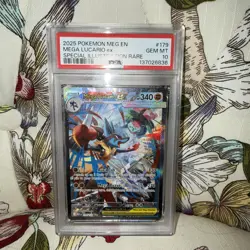 2025 POKEMON MEGA EVOLUTION SPECIAL ILLUSTRATION RARE MEGA LUCARIO EX PSA 10 - Image 2