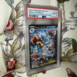 2025 POKEMON MEGA EVOLUTION SPECIAL ILLUSTRATION RARE MEGA LUCARIO EX PSA 10 - Image 3