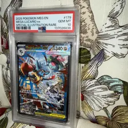 2025 POKEMON MEGA EVOLUTION SPECIAL ILLUSTRATION RARE MEGA LUCARIO EX PSA 10 - Image 4
