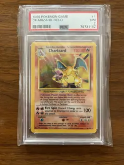 1999 Pokemon Game Charizard Holo #4 PSA NM 7 - Image 1