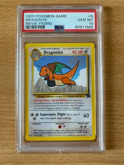 1999 Pokemon Game Dragonite #5 Movie Promo PSA GEM MINT 10 - Image 1