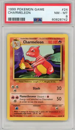 1999 Pokemon Charmeleon Base Set #24 PSA 8 Partial Set Break - Image 1