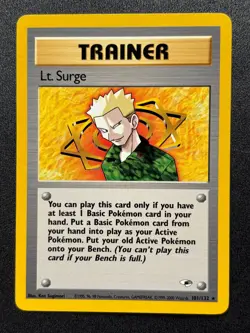 2000 Pokemon TCG Gym Heroes -Lt. Surge- Non-Holo Rare Trainer #101 - Image 1