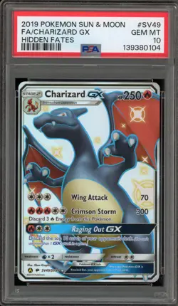 Pokemon Charizard GX Hidden Fates Full Art #SV49 PSA 10 Gem Mint - Image 1