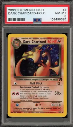 Pokemon Dark Charizard Team Rocket Unlimited Holo Rare #4 PSA 8 - Image 1