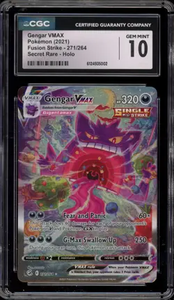 Pokemon Gengar VMAX Fusion Strike Secret Rare Full Alt Art #271 CGC 10 Gem Mint - Image 1
