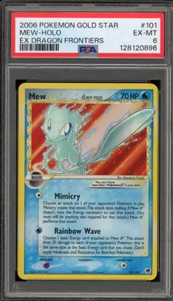 Pokemon Mew Gold Star EX Dragon Frontiers Holo Ultra Rare #101 PSA 6 - Image 1