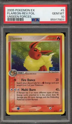 Pokemon Flareon EX Unseen Forces Reverse Holo Rare #5 PSA 10 Gem Mint - Image 1