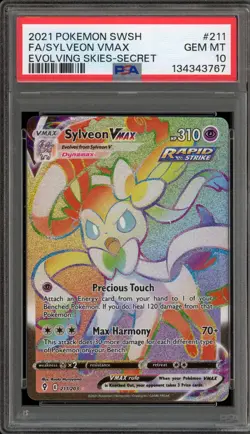 Pokemon Sylveon VMAX Evolving Skies Secret Rare Full Art #211 PSA 10 Gem Mint - Image 1