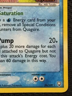 Pokemon TCG Quagsire Ex Team Rocket Returns 26/109 Reverse Holo Stamped 2004 - Image 4