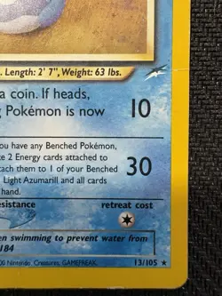 Pokemon Light Azumarill Neo Destiny 13/105 Holo Yuka Morii HP Dmg Vintage 2000 - Image 4