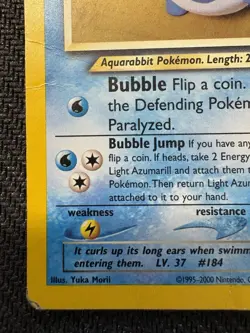 Pokemon Light Azumarill Neo Destiny 13/105 Holo Yuka Morii HP Dmg Vintage 2000 - Image 5
