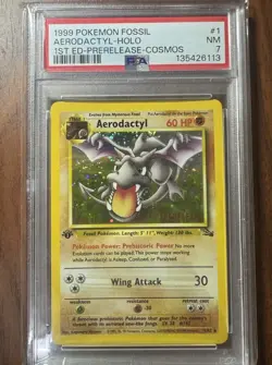 PSA 7 Aerodactyl Prerelease Holo 1999 Pokemon Fossil WOTC Promo #1 - Image 1
