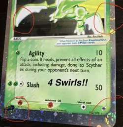 Pokemon EX Holo - Scyther ex 102/109 **Quadruple Swirl** - Image 3