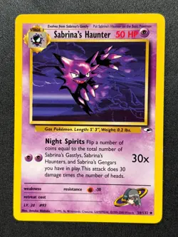 2000 Pokemon TCG Gym Heroes -Sabrina's Haunter- Uncommon #58/132 - Image 1