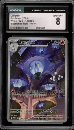 Pokemon Lampent White Flare Illustration Rare #102 CGC 8 - Image 1