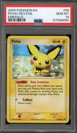 Pokemon Pichu EX Emerald Reverse Holo #59 PSA 10 Gem Mint - Image 1