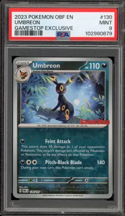 Pokemon Umbreon GameStop Exclusive Obsidian Flames Reverse Holo #130 PSA 9 Mint - Image 1