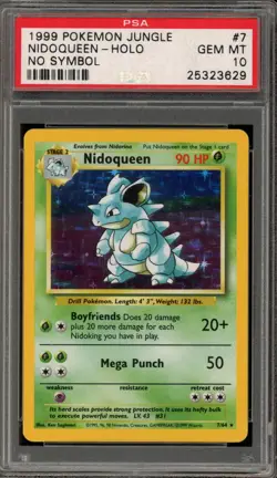 Pokemon Nidoqueen Jungle Holo Rare #7 NO SYMBOL ERROR PSA 10 Gem Mint - Image 1