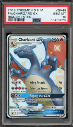 Pokemon Charizard GX Hidden Fates Full Art #SV49 PSA 10 Gem Mint - Image 1