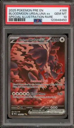 Pokemon Bloodmoon Ursaluna ex Prismatic Evolutions SIR #168 PSA 10 Gem Mint - Image 1