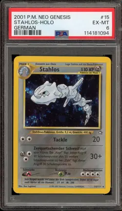 Pokemon Steelix (Stahlos) Neo Genesis Unlimited GERMAN Holo Rare #15 CGC 6 - Image 1