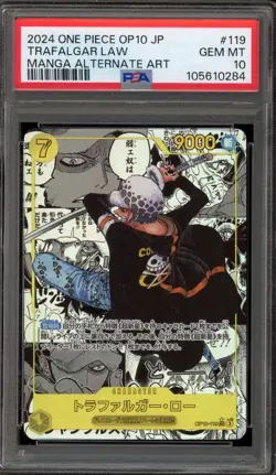 One Piece CCG Trafalgar Law Japanese Manga Alternate Art OP10-119 PSA 10 - Image 1